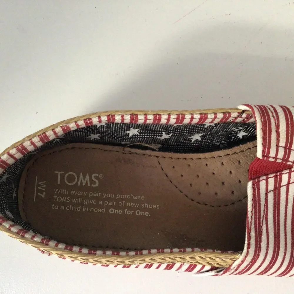 Toms Americana Red Stripe Classics Flats Sz 7W